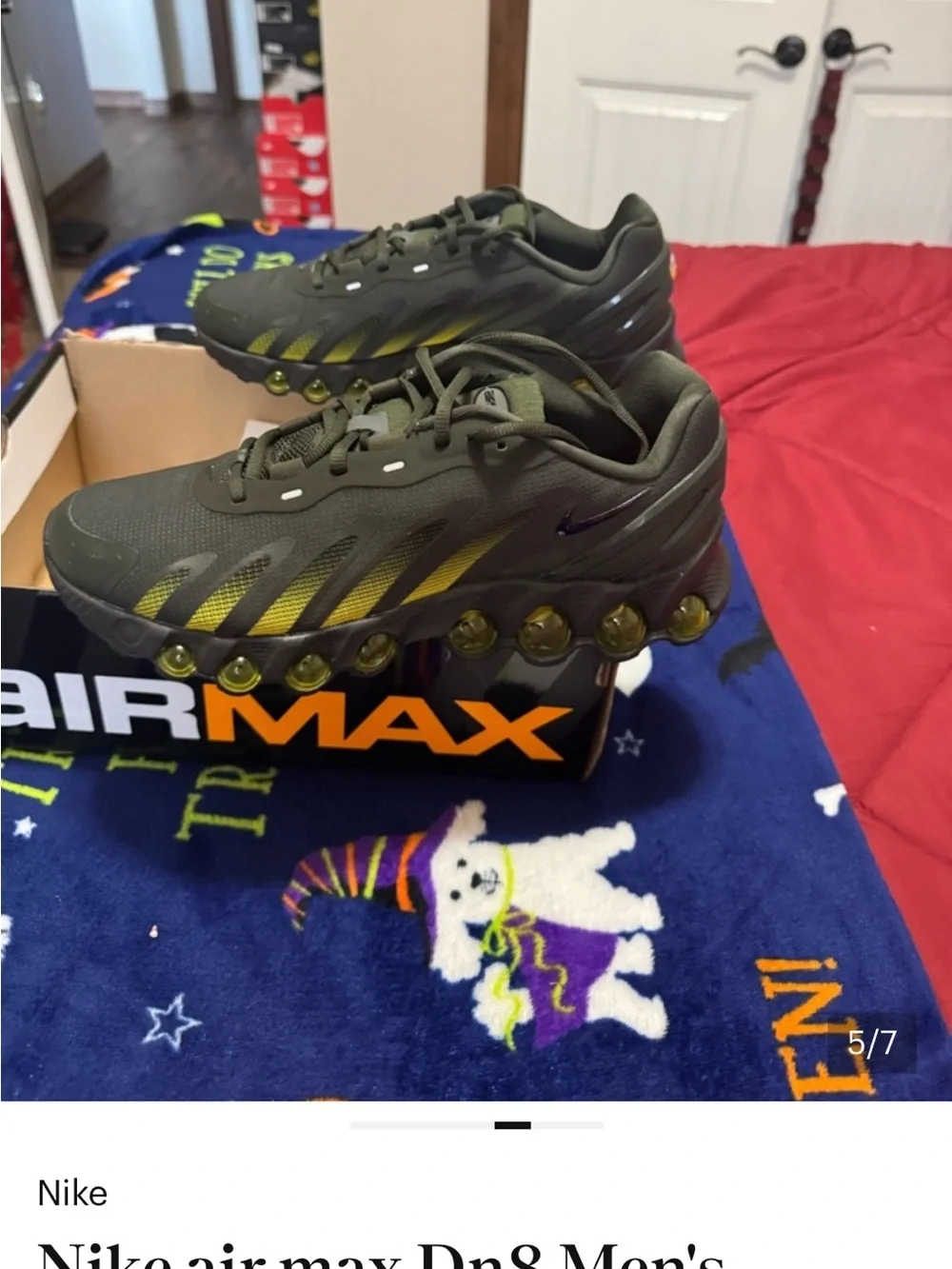 Men’s Nike Air Max DN8 Olive Green and Yellow Athletic Sneakers